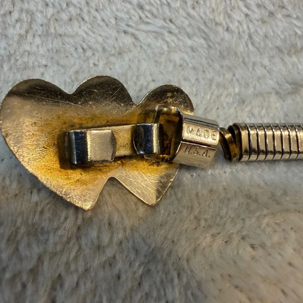 Vintage Silver Snake Chain Belt Double Heart Clasp Romantic Coquette 80 Made USA